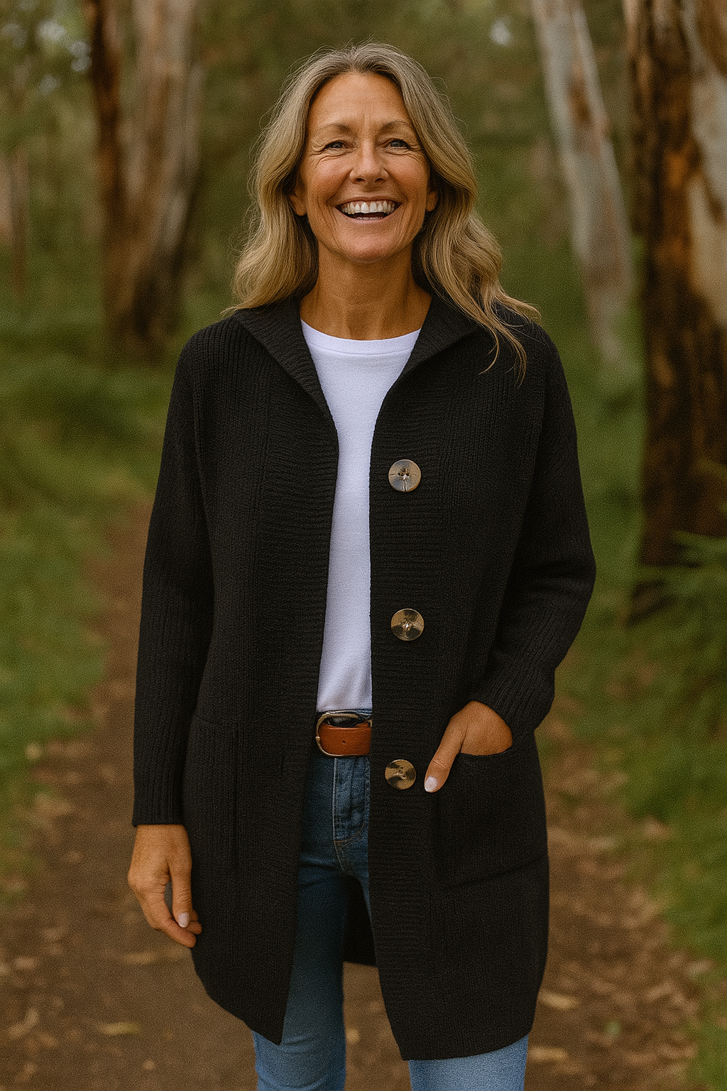 Delora | Langer Strick-Cardigan mit tiefen Taschen für alltägliche Eleganz