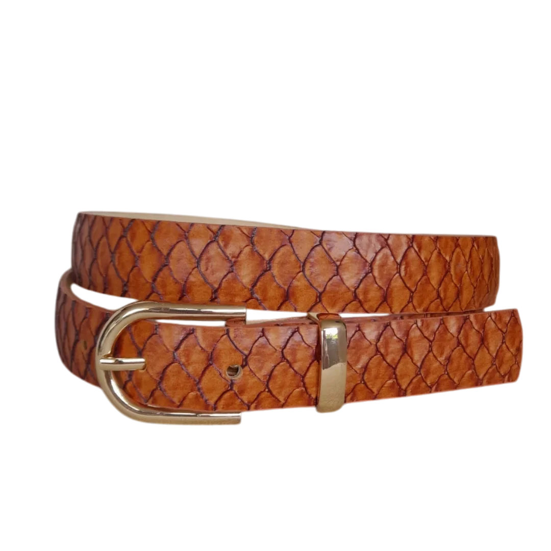 Damen-Leder-Gürtel in Honig-Koi-Farbe