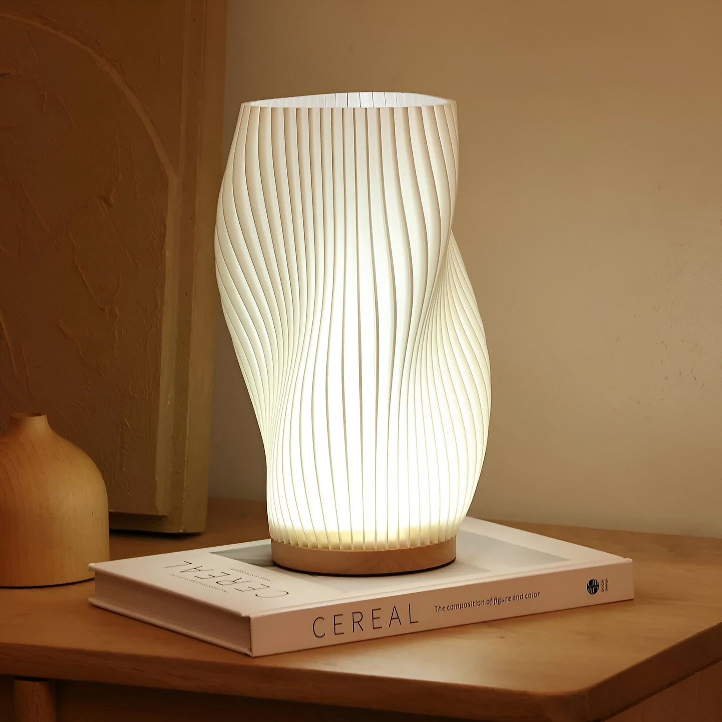 THARAH | Moderne cremefarbene 3D-Wellenlampe