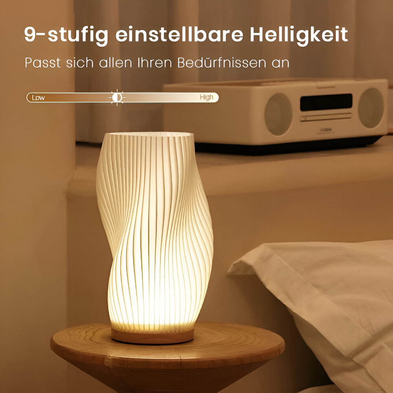 THARAH | Moderne cremefarbene 3D-Wellenlampe