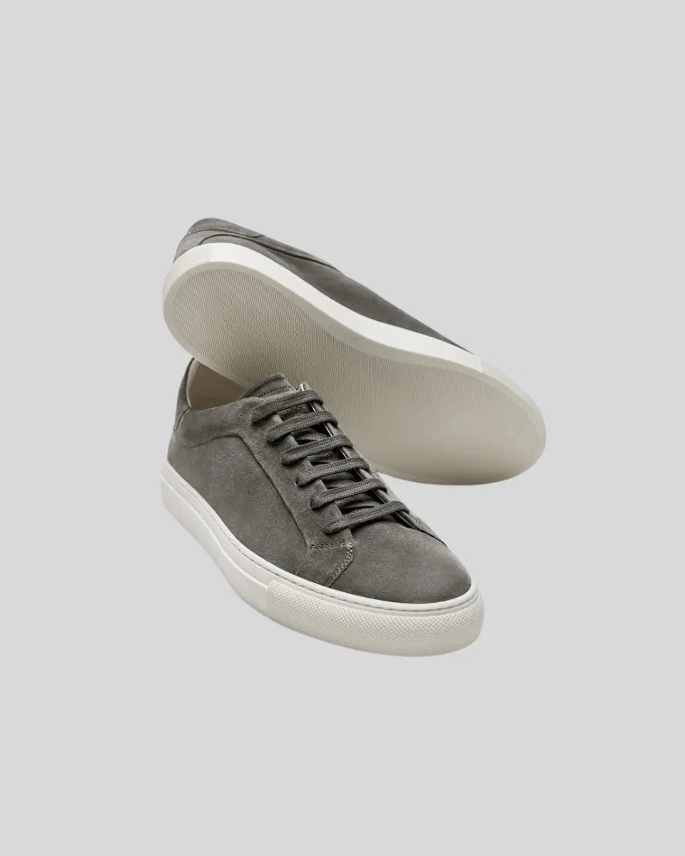 Elegante dunkelgraue Ledersneaker im Oxford-Stil für Herren