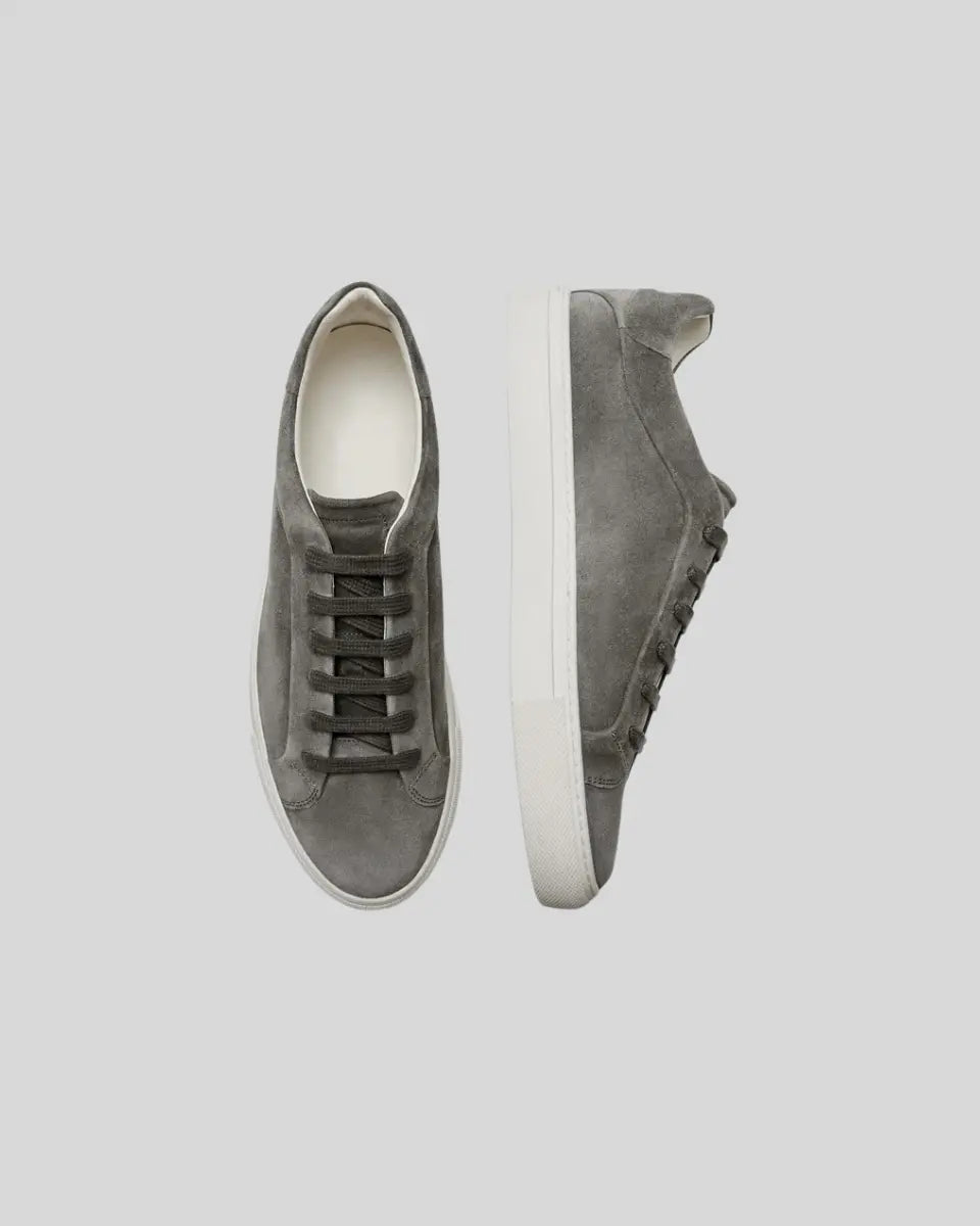 Elegante dunkelgraue Ledersneaker im Oxford-Stil für Herren
