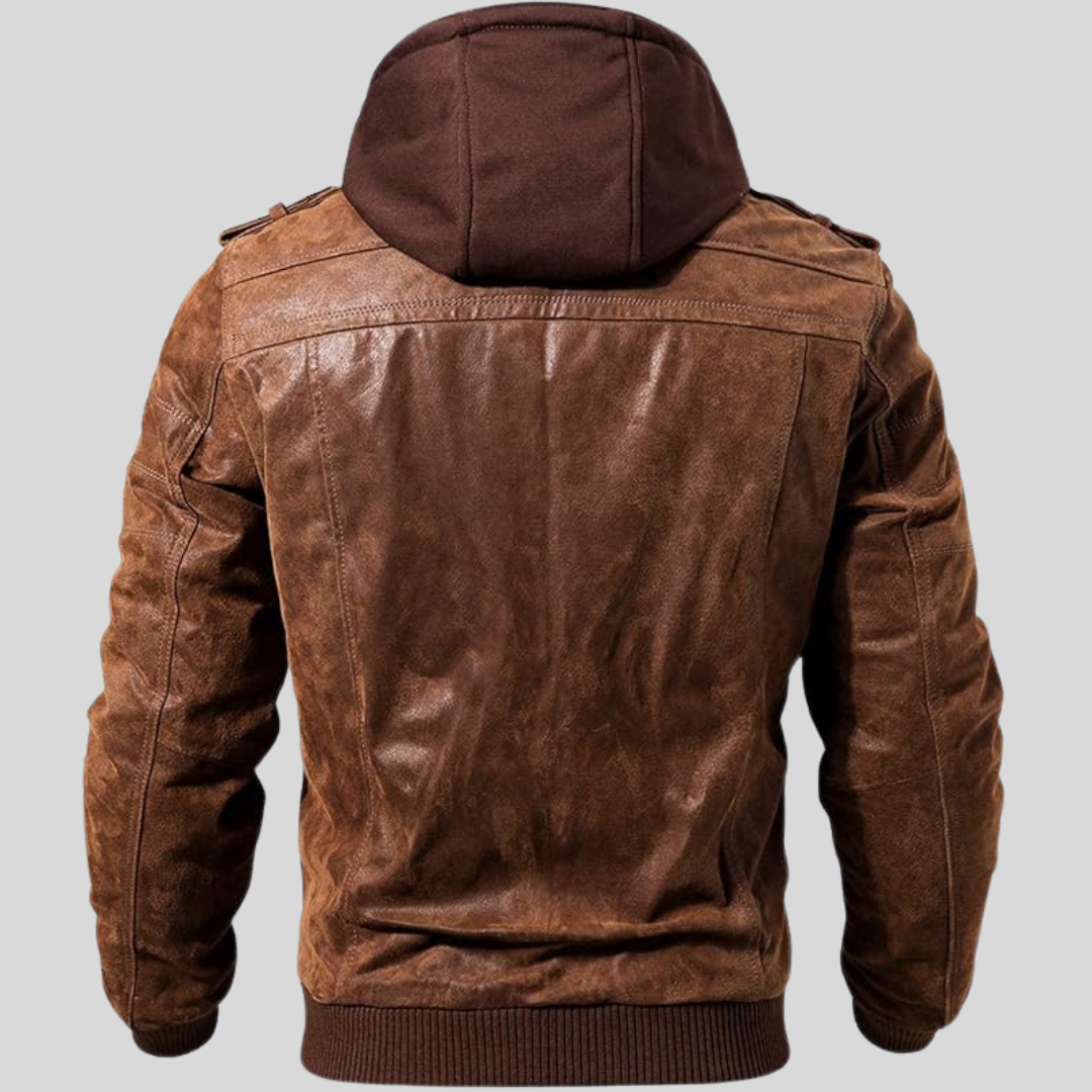 Louie | Lederjacke mit abnehmbarer Kapuze