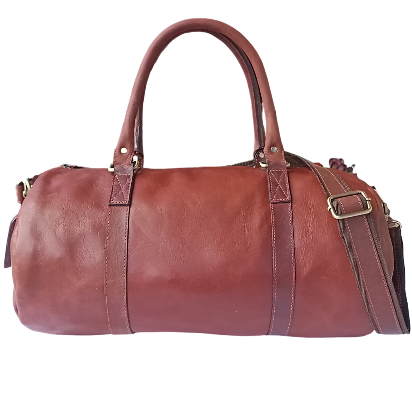 Hellbraune Leder-Duffel-Tasche