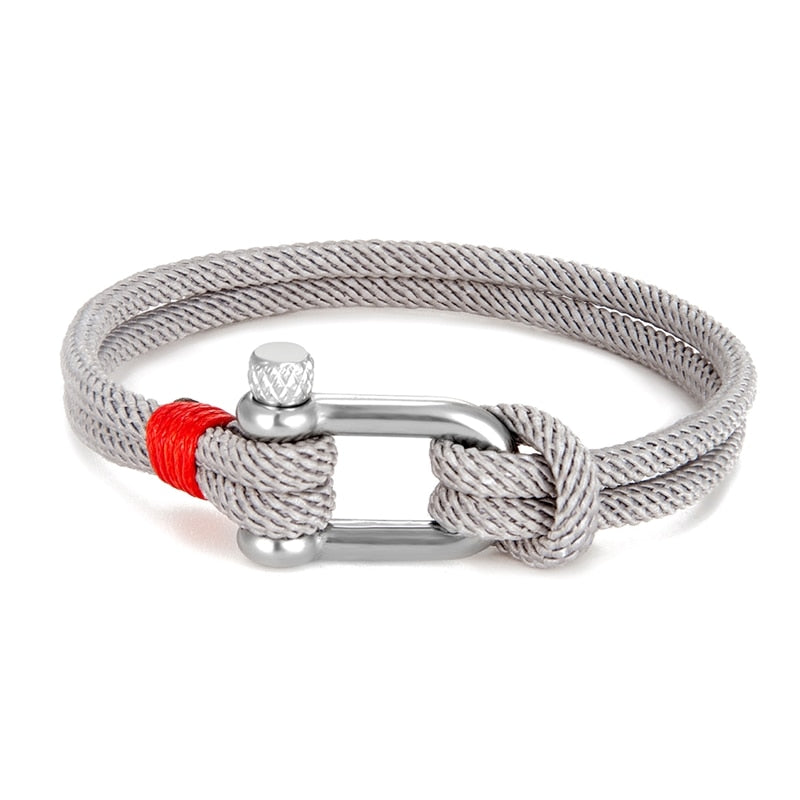 Rope Herren-Armband aus schwarzem Edelstahl – Überlebensarmband in U-Form für Outdoor- und Rettungseinsätze