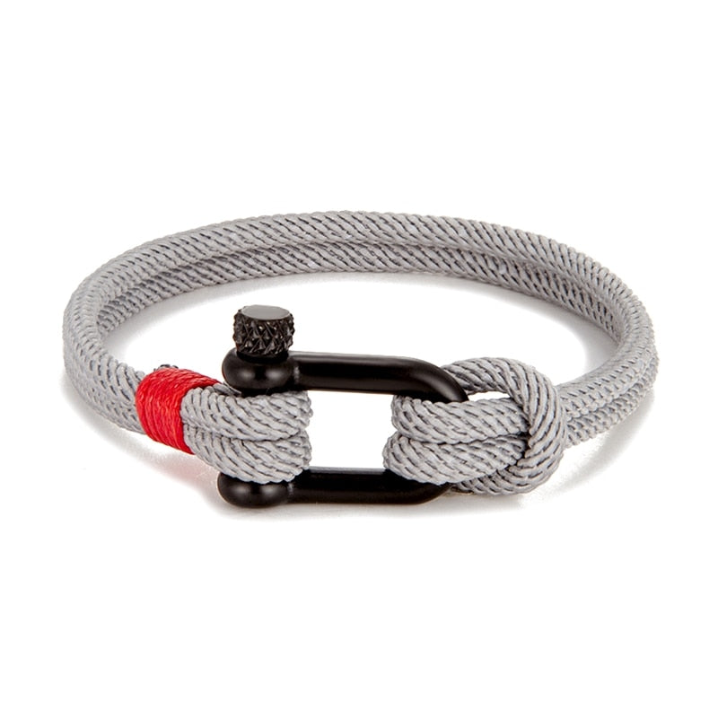 Rope Herren-Armband aus schwarzem Edelstahl – Überlebensarmband in U-Form für Outdoor- und Rettungseinsätze