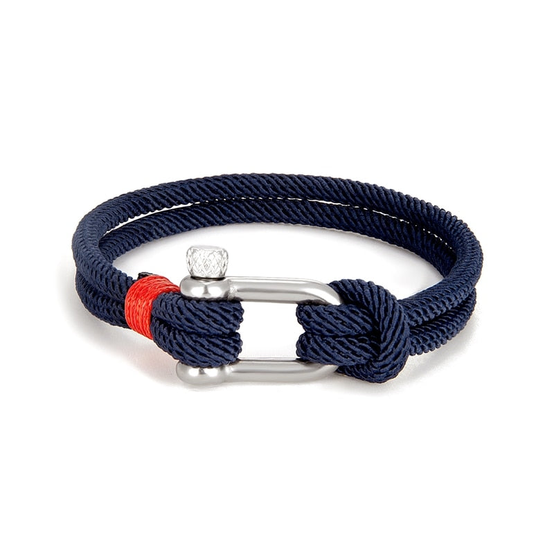 Rope Herren-Armband aus schwarzem Edelstahl – Überlebensarmband in U-Form für Outdoor- und Rettungseinsätze