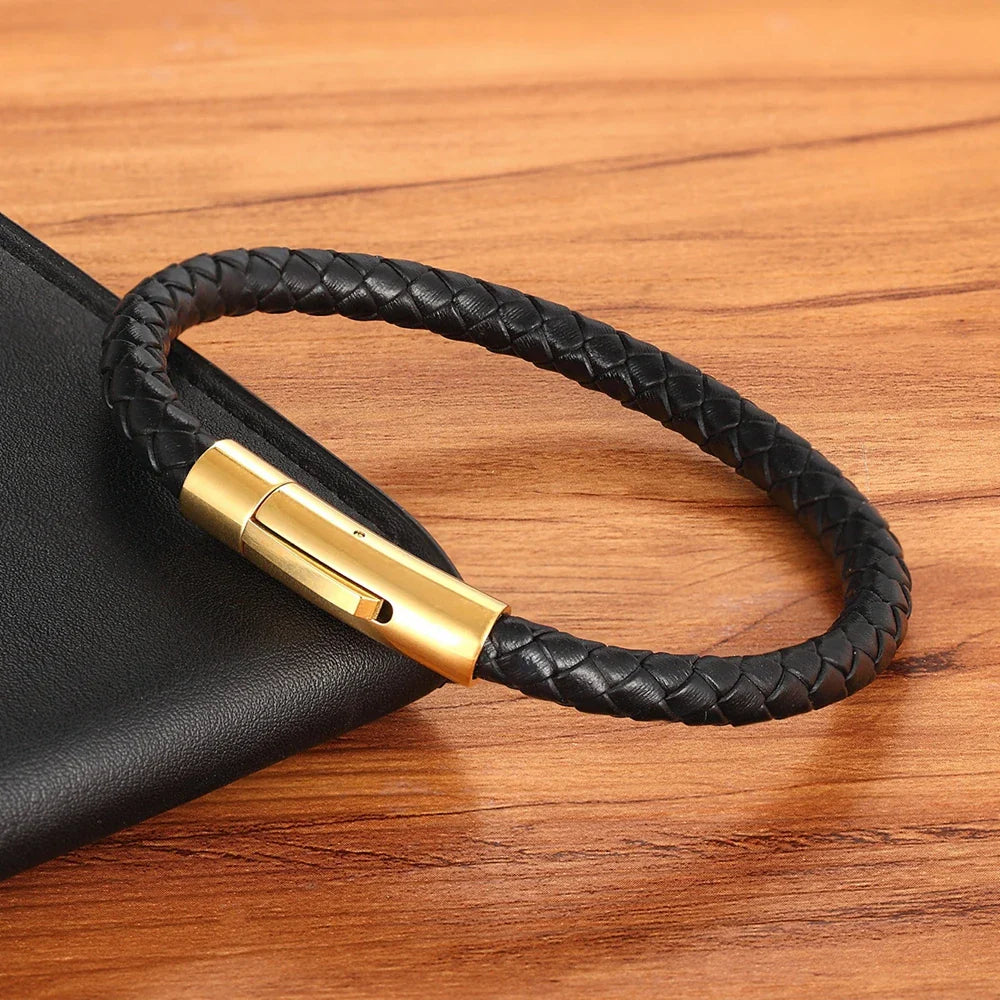 Lazio Multicolor Leather Bracelet - Stainless Steel Button & Customizable Design for Men
