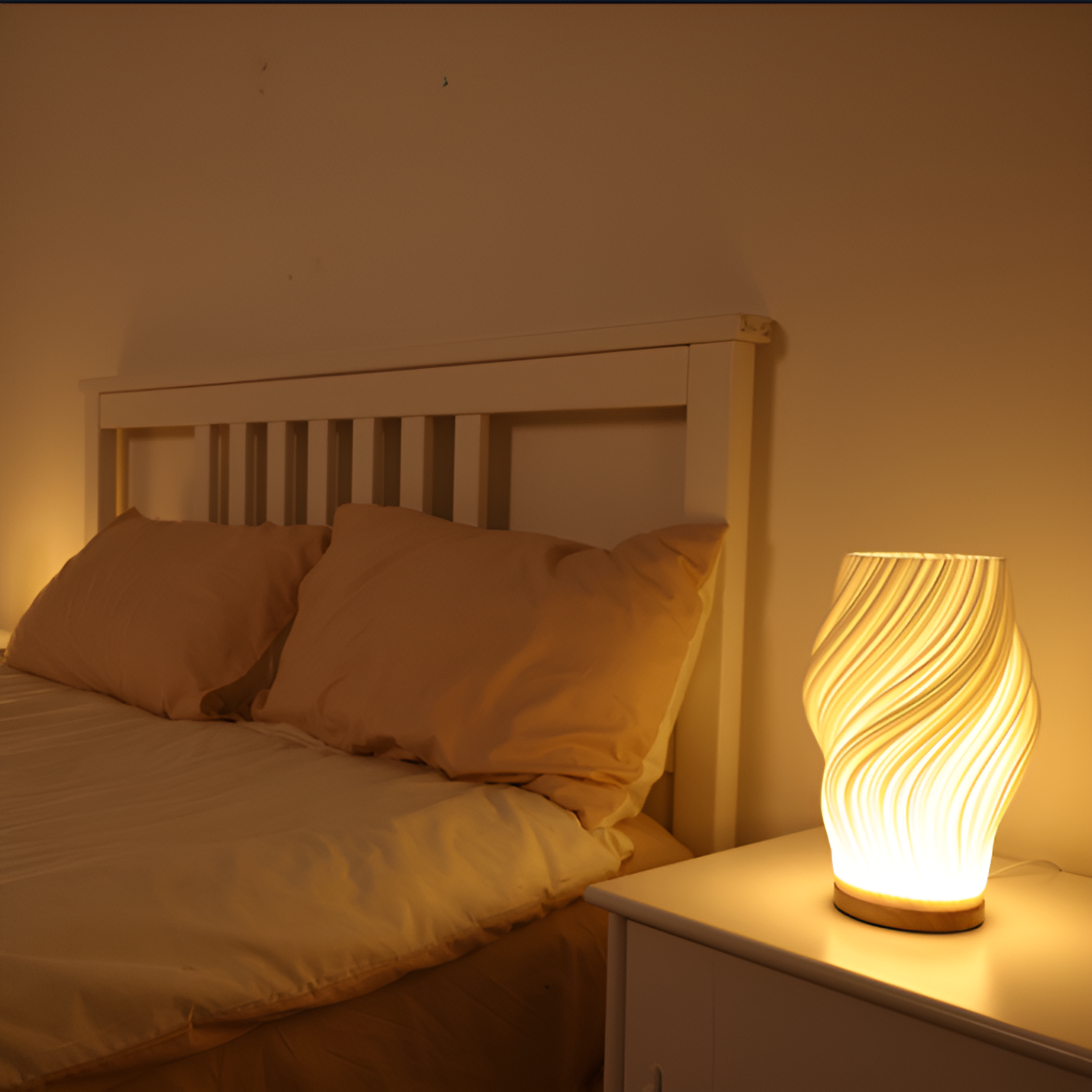 THARAH | Moderne cremefarbene 3D-Wellenlampe