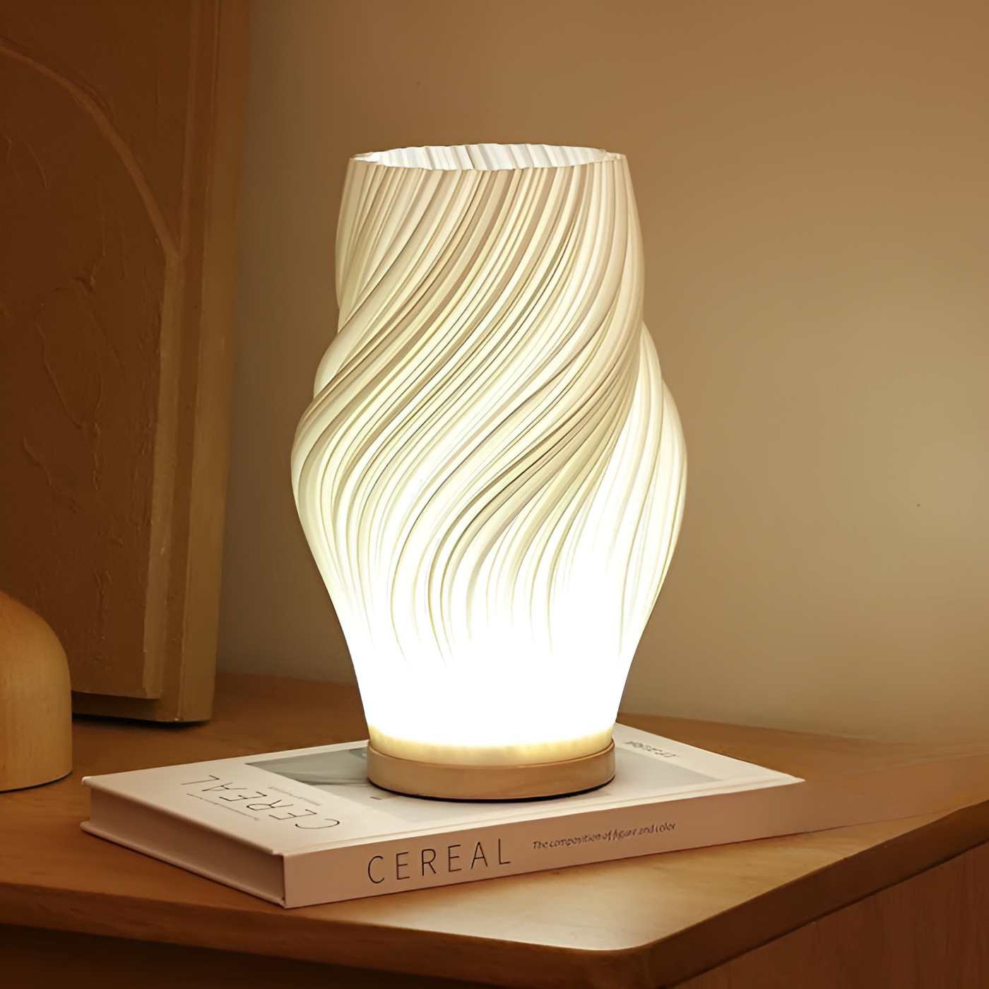 THARAH | Moderne cremefarbene 3D-Wellenlampe