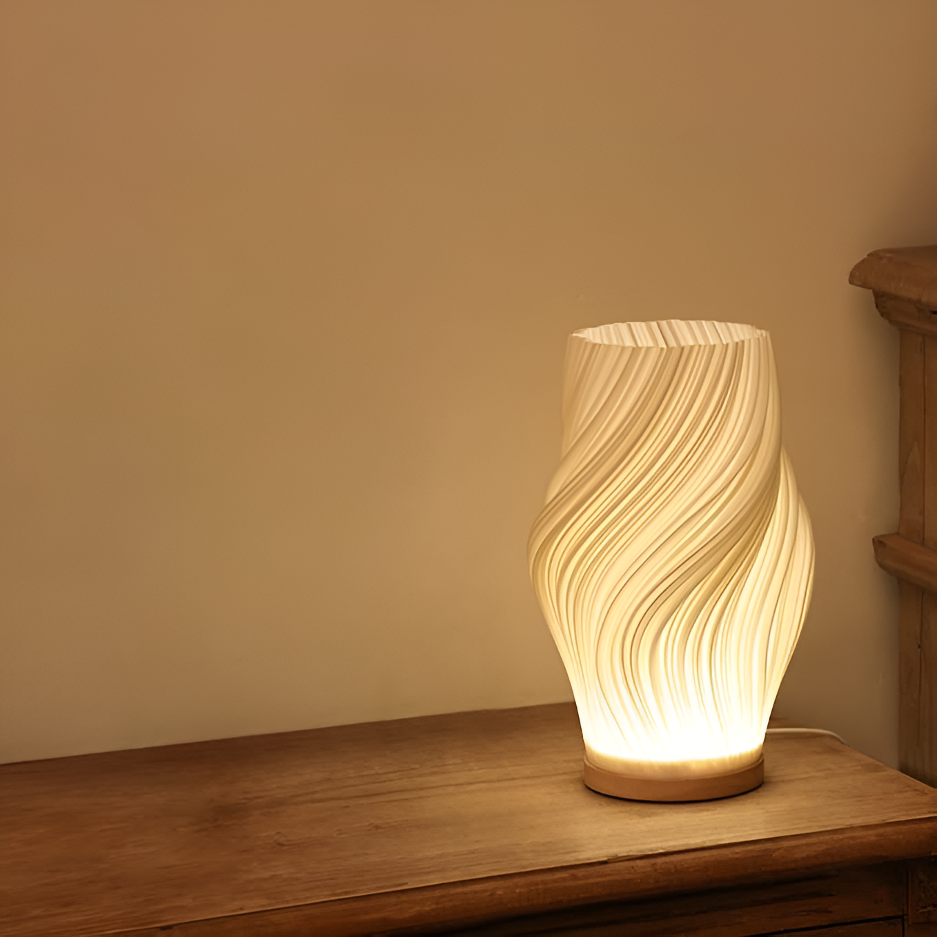 THARAH | Moderne cremefarbene 3D-Wellenlampe