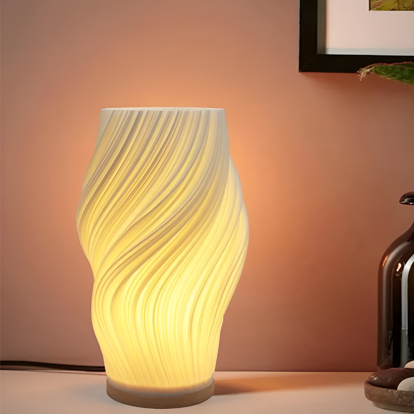 THARAH | Moderne cremefarbene 3D-Wellenlampe