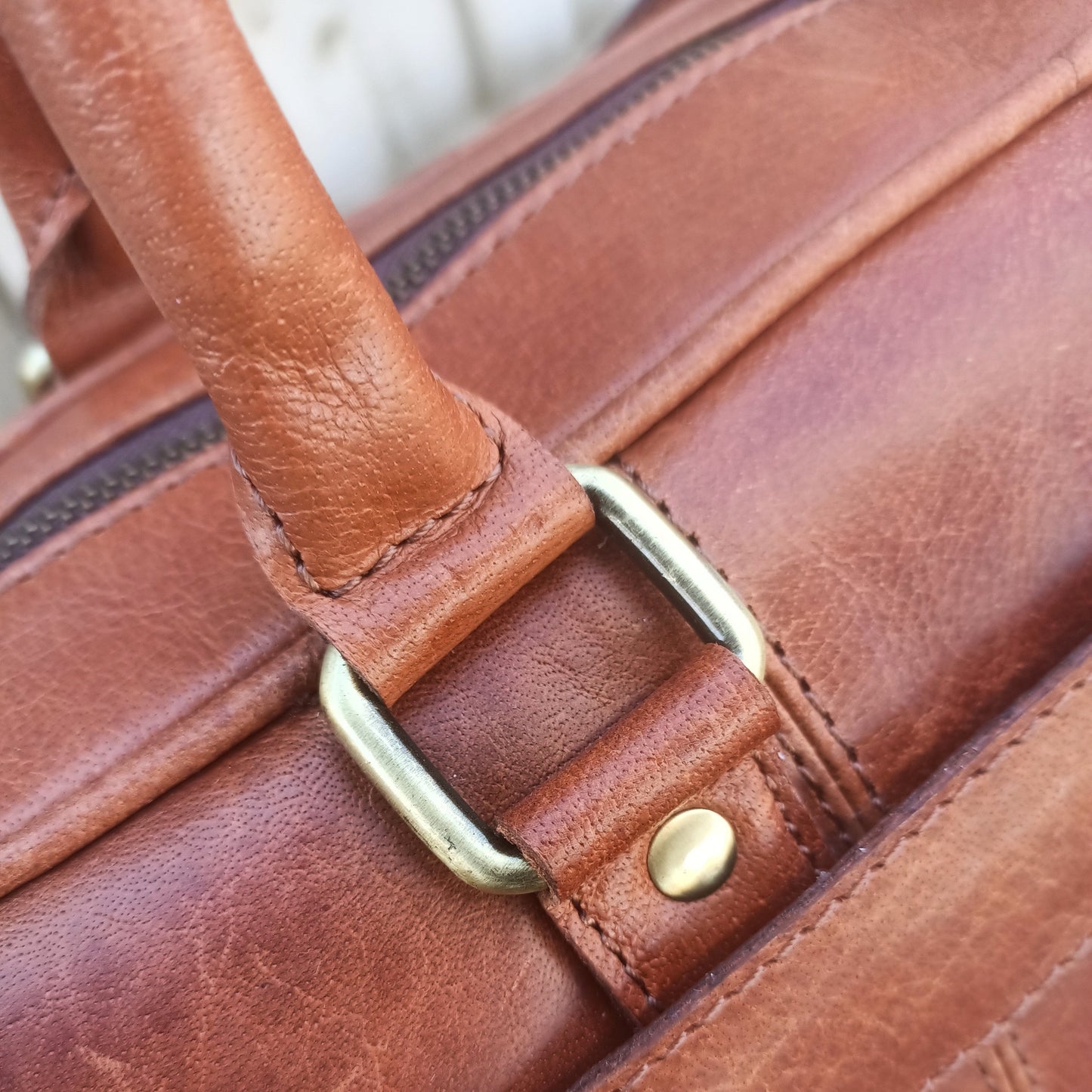 Helle Braune Leder Laptop Tasche