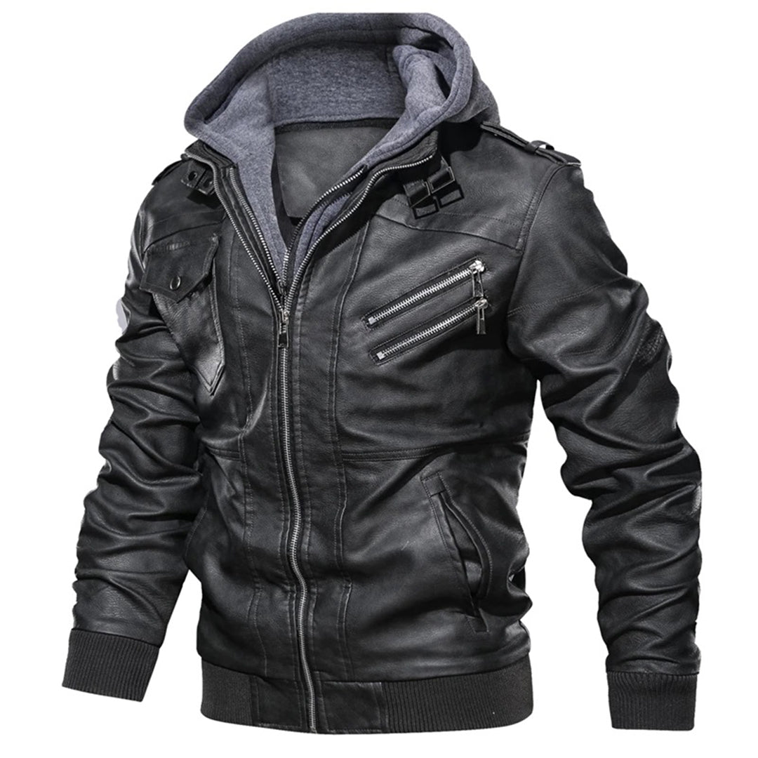 Jacob - Herren Lederjacke mit Kapuze