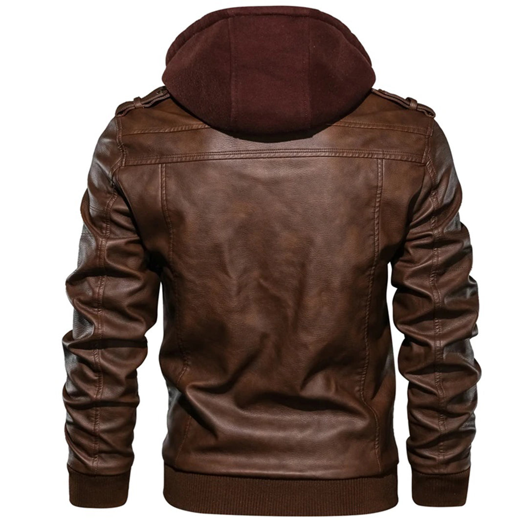 Jacob - Herren Lederjacke mit Kapuze