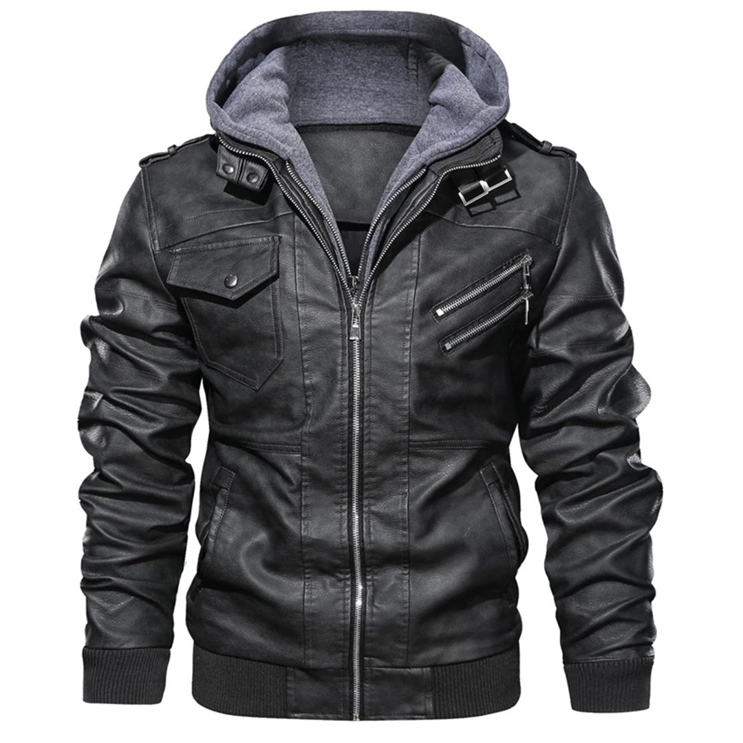 Jacob - Herren Lederjacke mit Kapuze