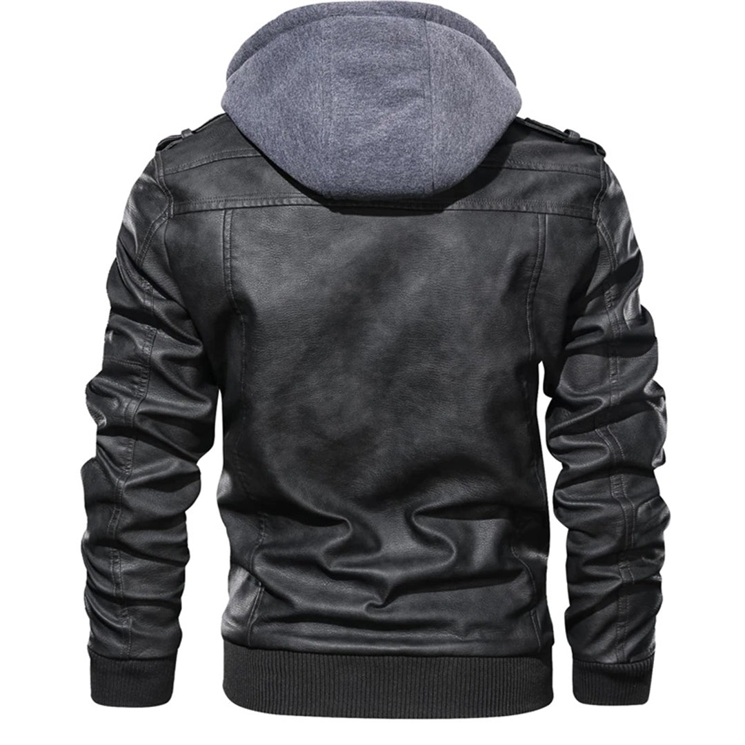 Jacob - Herren Lederjacke mit Kapuze