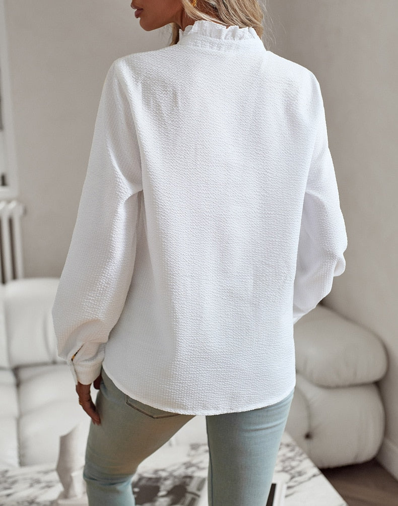 Alice | Geraffte Bluse mit Knopfleiste