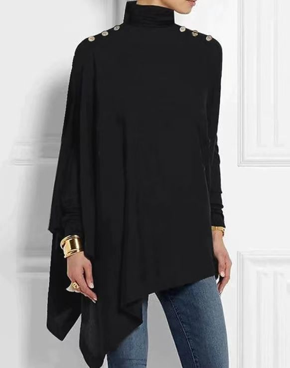 Seren™ - Couture Knopfbedeckte Cape-Bluse