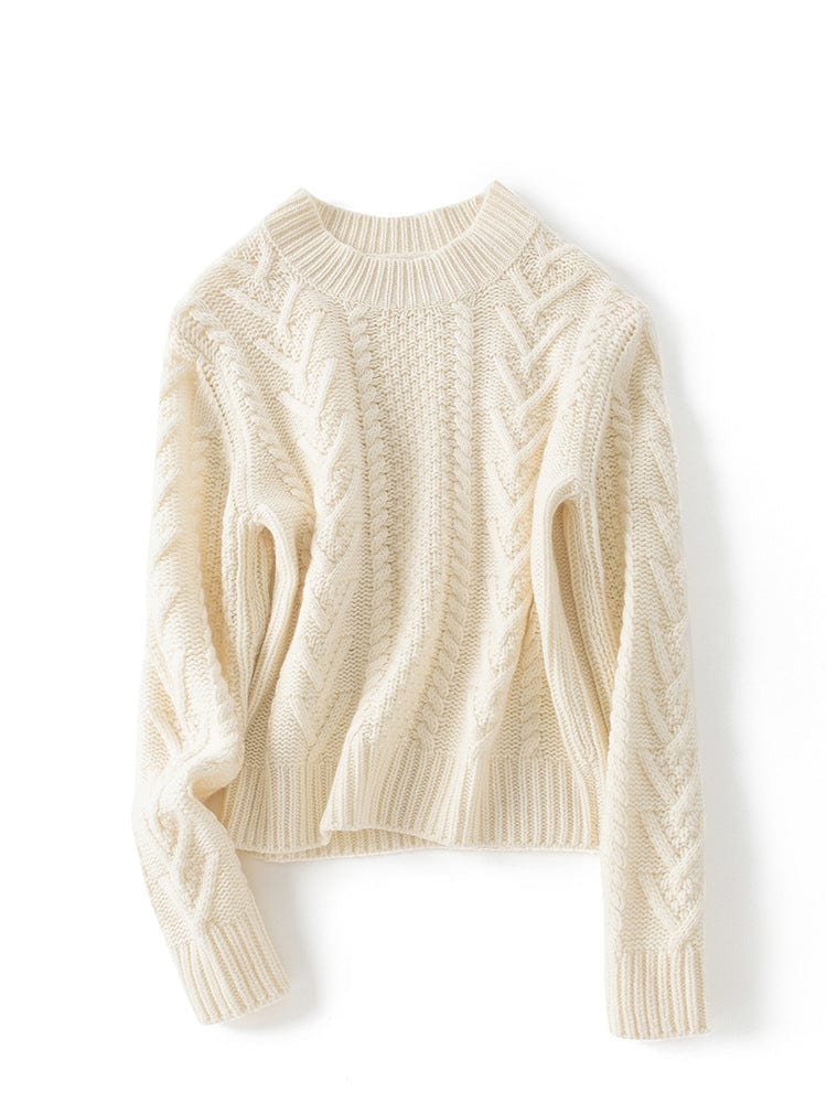 Vivienne Bequeme-Pullover mit Zopfmuster und Rundhalsausschnitt