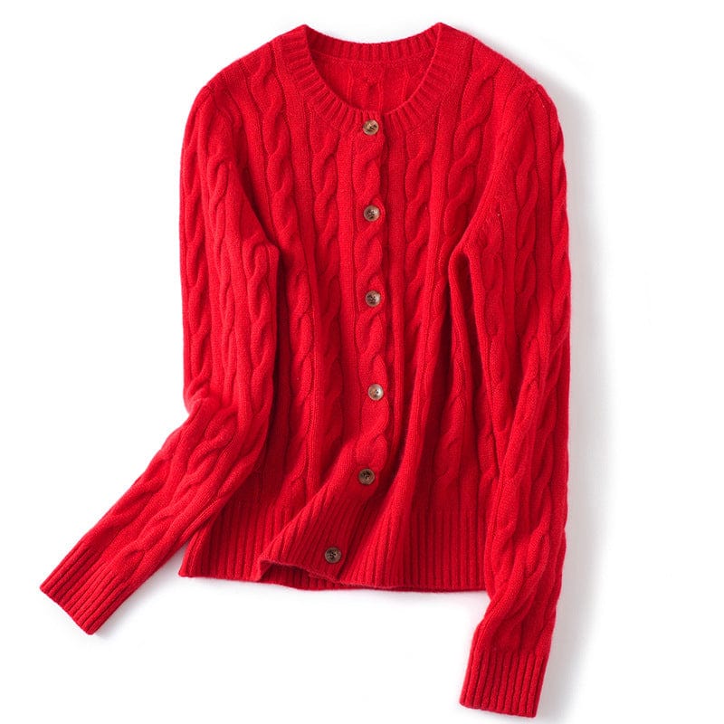 Margaux Bequeme-Strickjacke mit Zopfmuster und Knöpfen