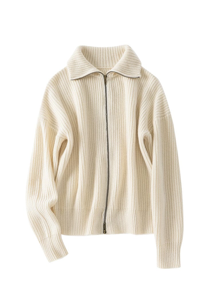 Camille Bequeme-Strickjacke mit Reißverschluss