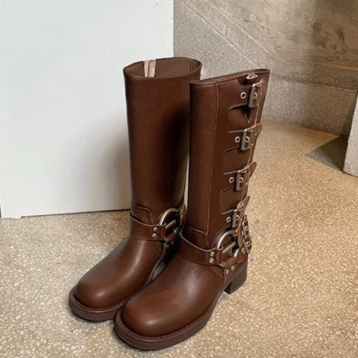 POTENCIANA™ – Klassische Motorrad-Stiefeletten mit Schnalle