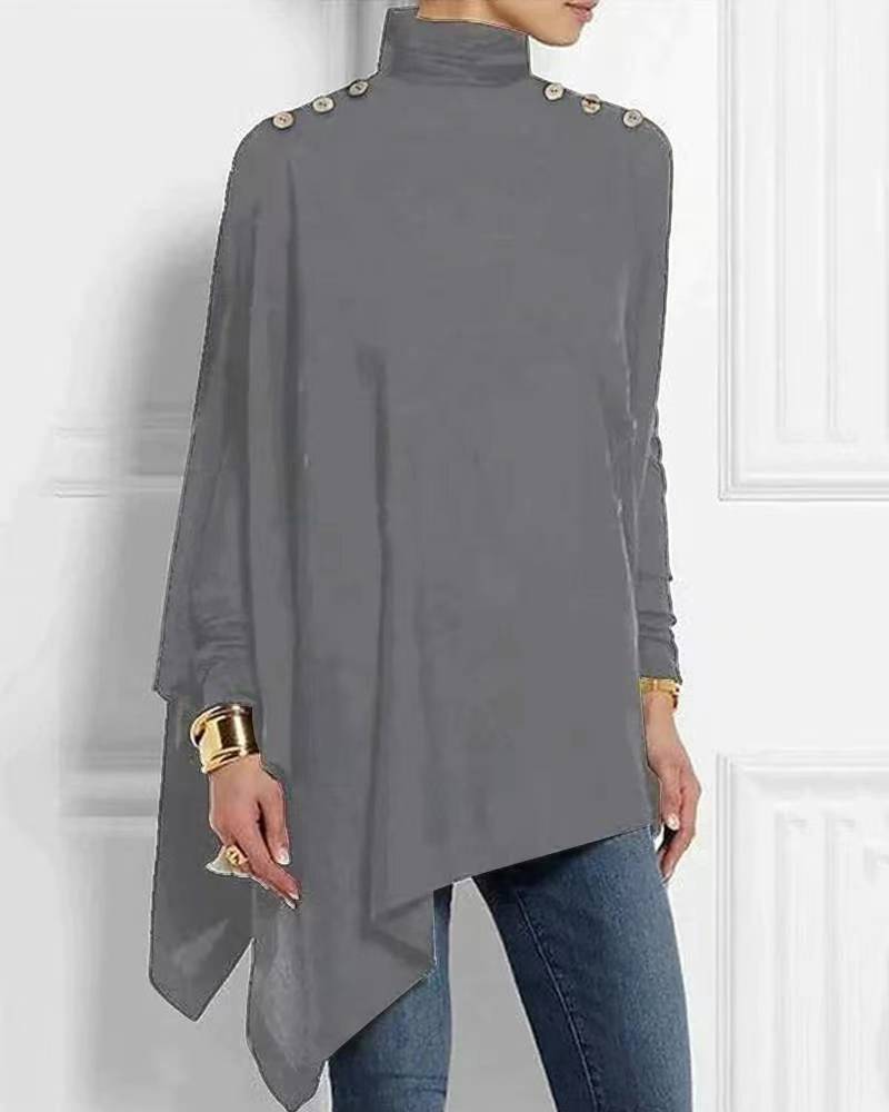 Seren™ - Couture Knopfbedeckte Cape-Bluse