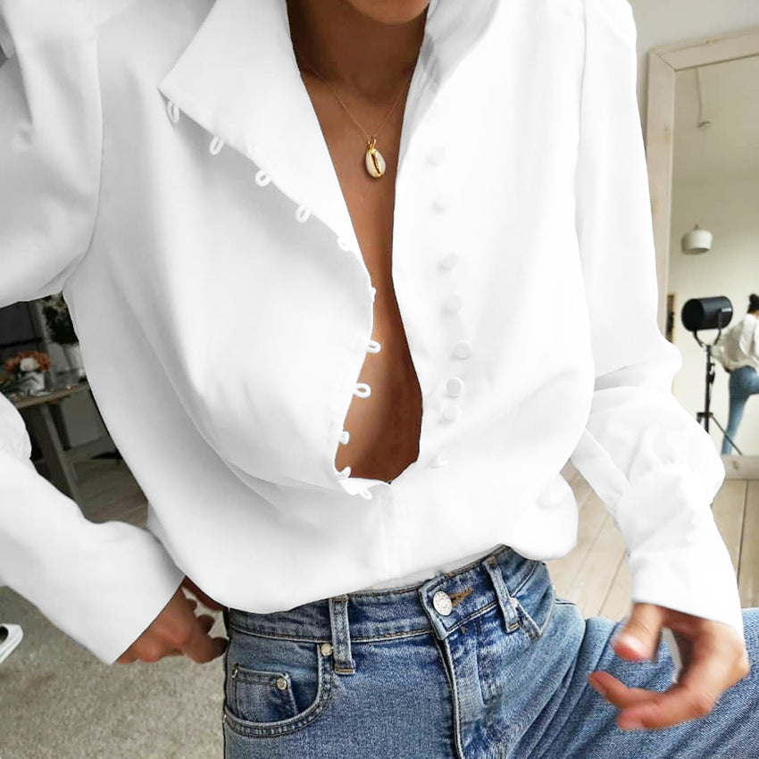 FADI™ - Elegante Langärmlige Bluse Mit Knopfleiste