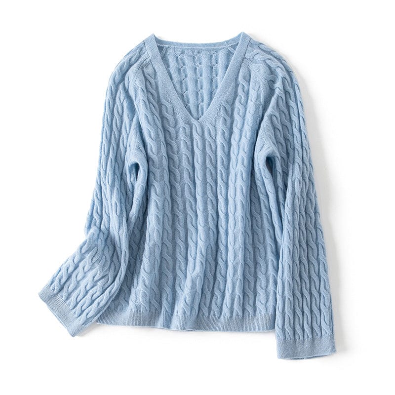 Aurélie Bequeme-Pullover mit Zopfmuster und V-Ausschnitt