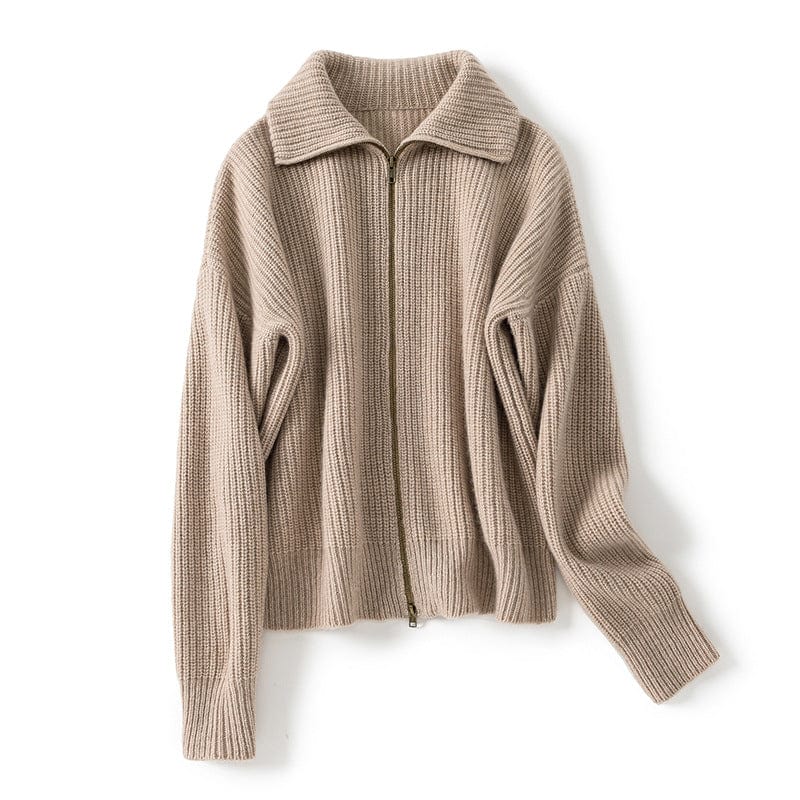Camille Bequeme-Strickjacke mit Reißverschluss