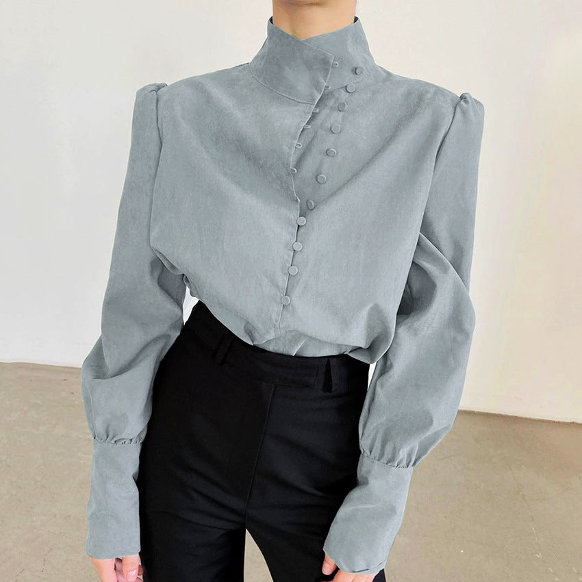 FADI™ - Elegante Langärmlige Bluse Mit Knopfleiste