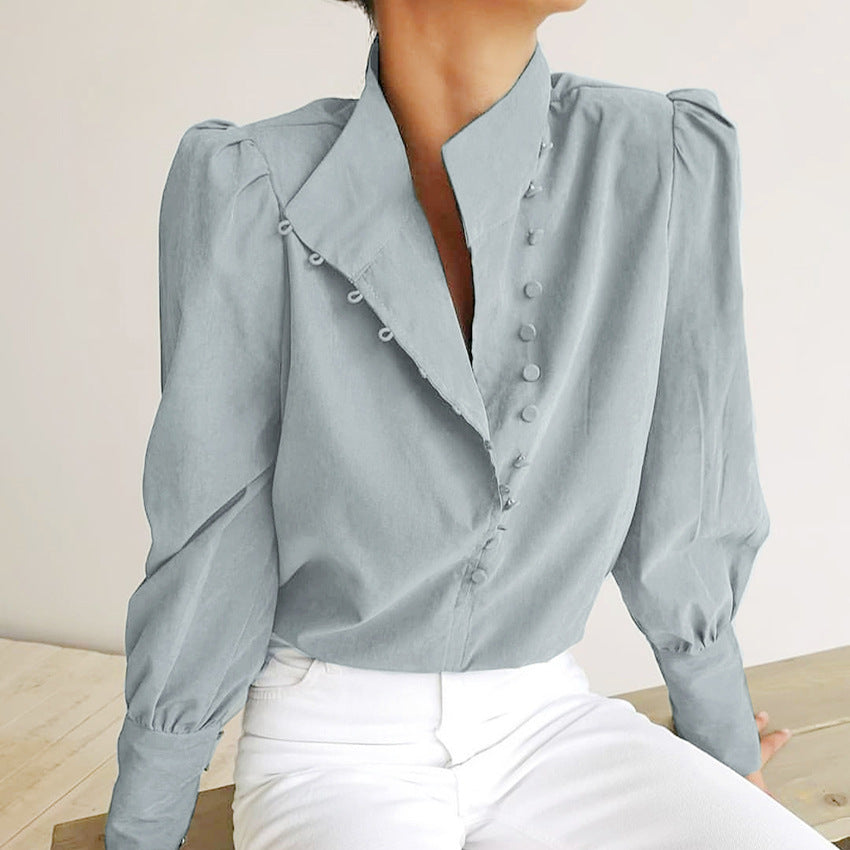 FADI™ - Elegante Langärmlige Bluse Mit Knopfleiste