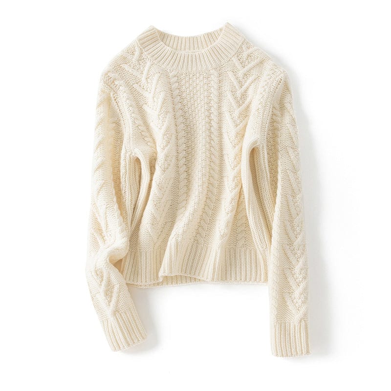 Vivienne Bequeme-Pullover mit Zopfmuster und Rundhalsausschnitt