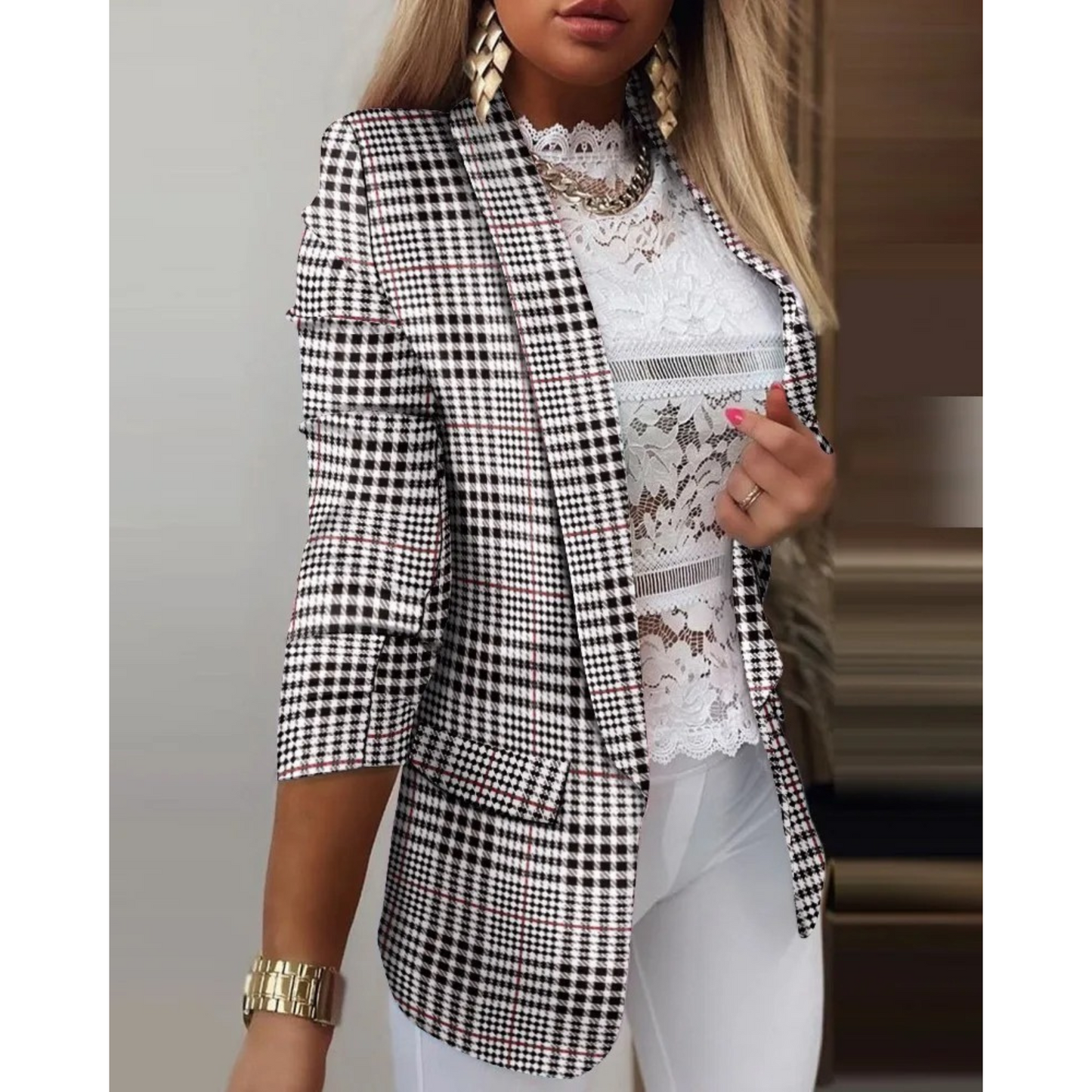 ELIANA | Eleganter Blazer mit gedrucktem Schalkragen