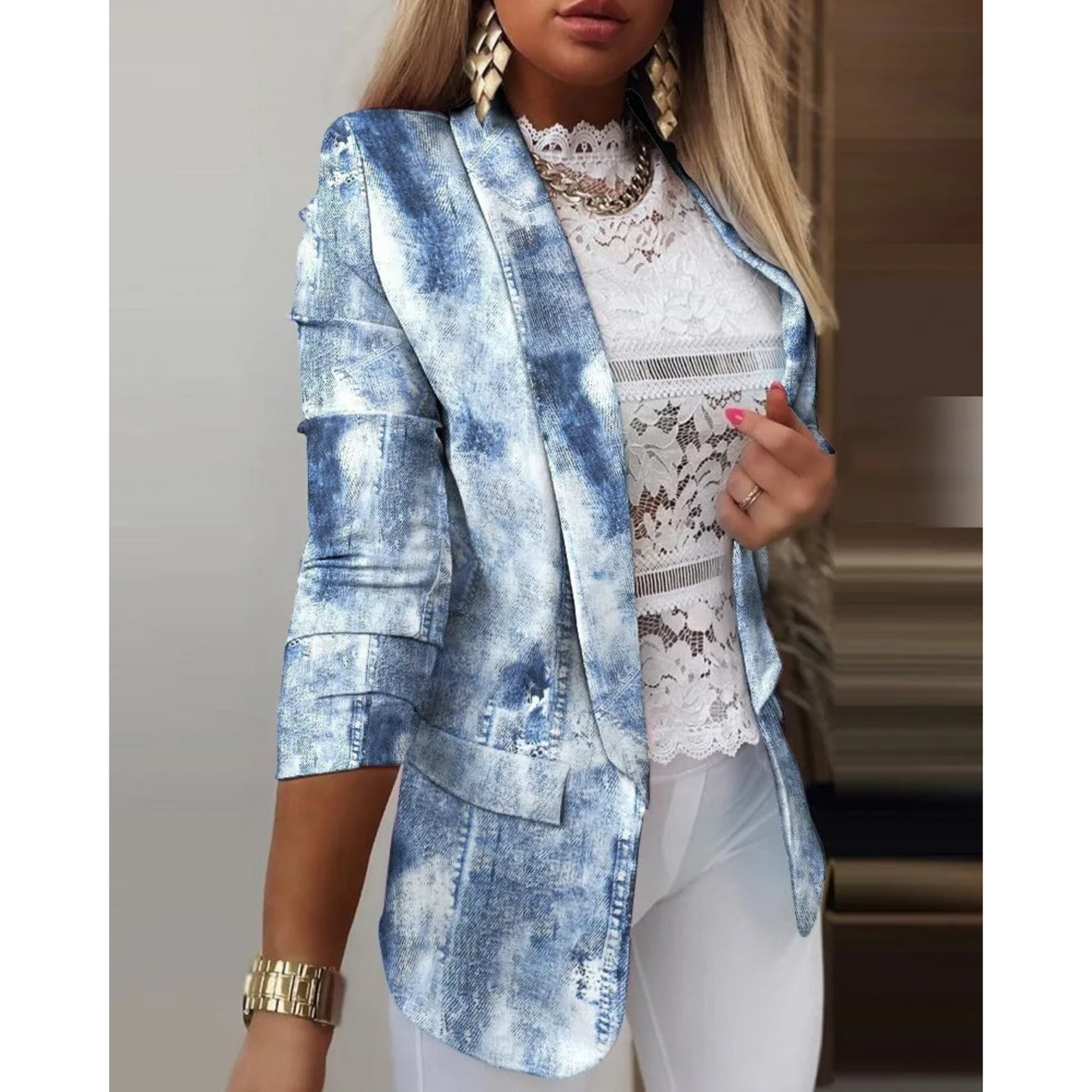 ELIANA | Eleganter Blazer mit gedrucktem Schalkragen