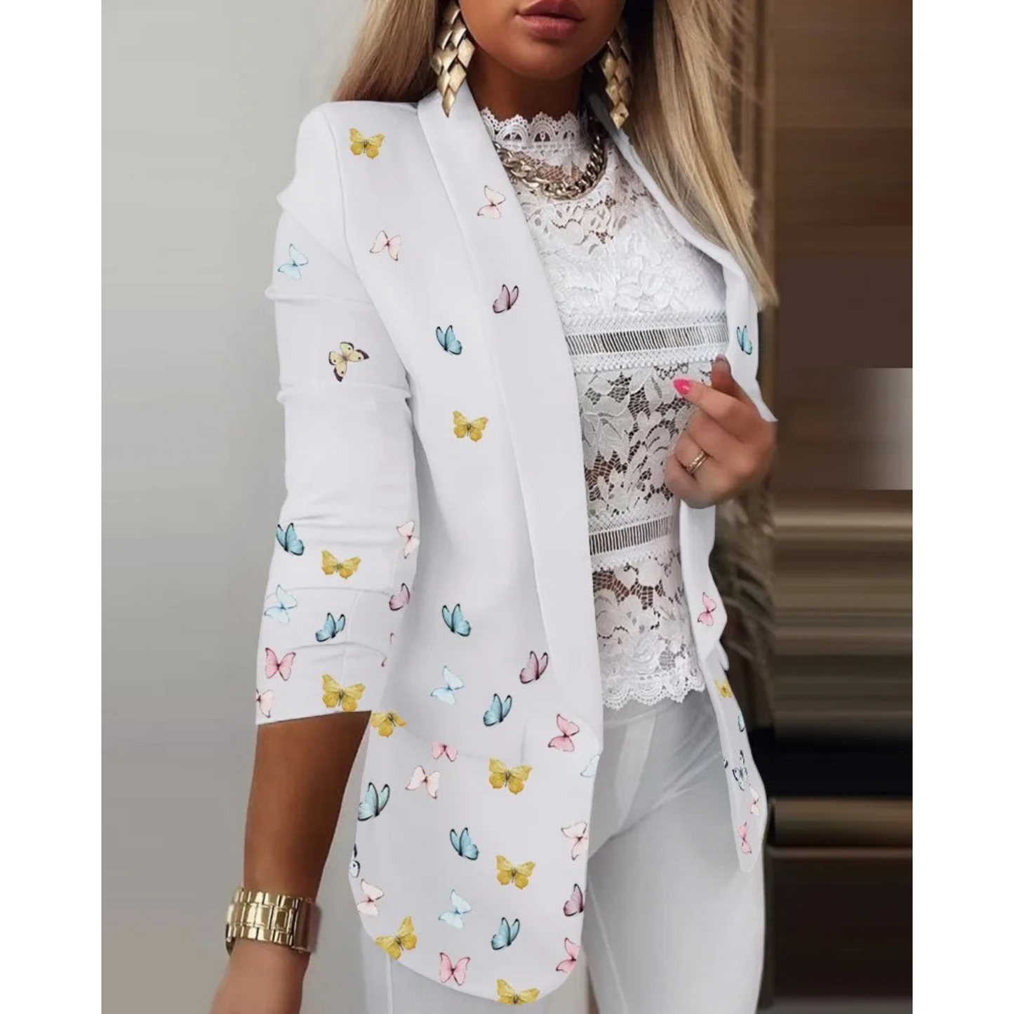 ELIANA | Eleganter Blazer mit gedrucktem Schalkragen