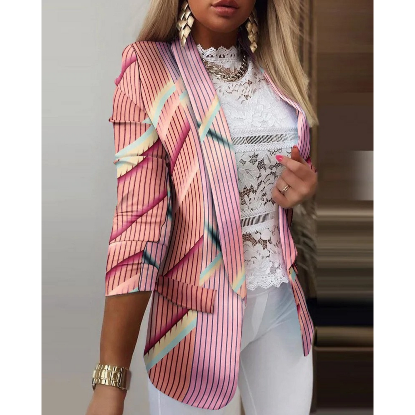ELIANA | Eleganter Blazer mit gedrucktem Schalkragen