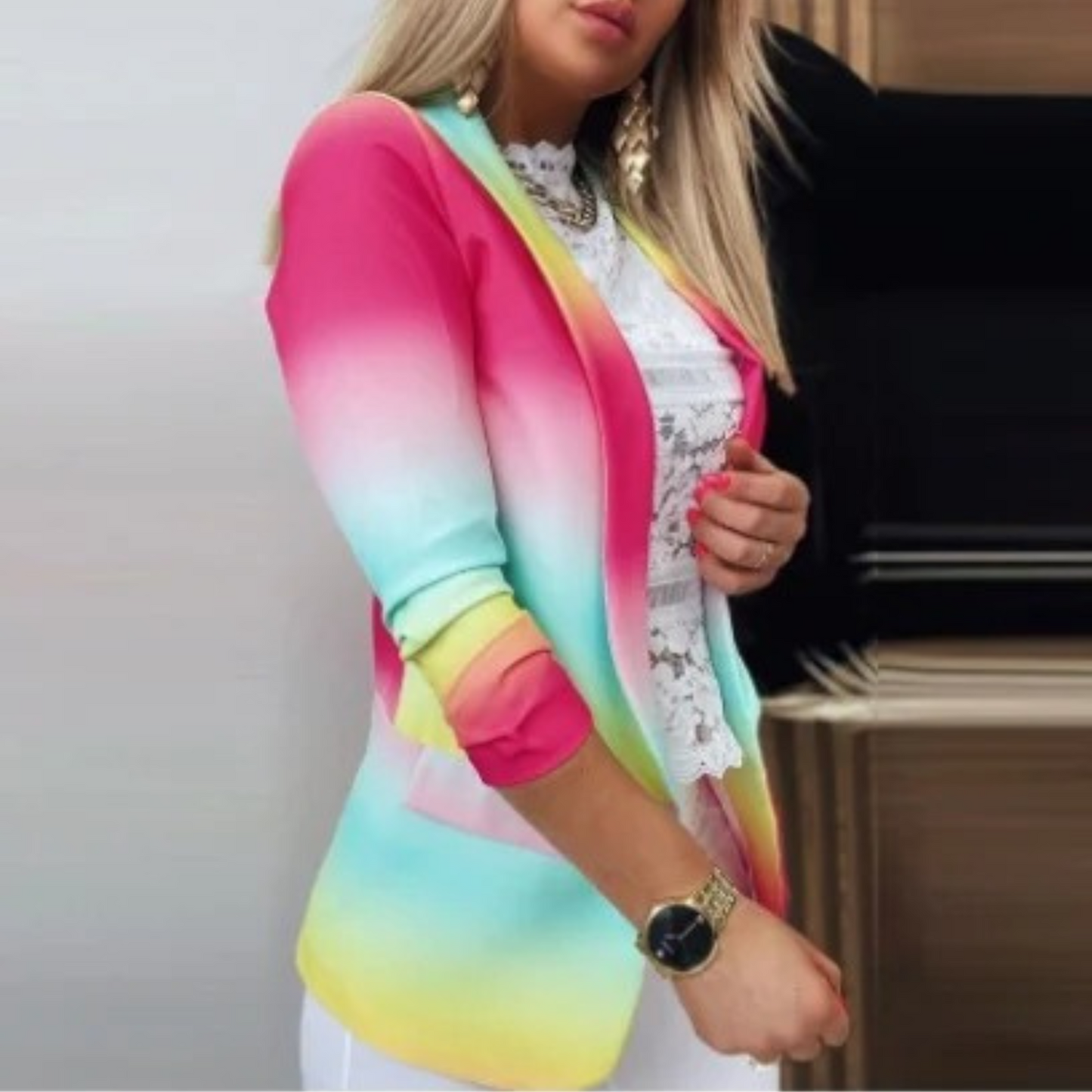 ELIANA | Eleganter Blazer mit gedrucktem Schalkragen