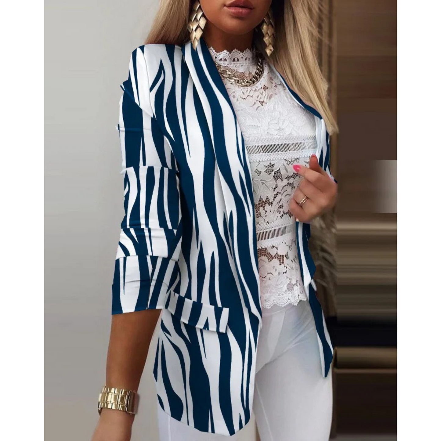 ELIANA | Eleganter Blazer mit gedrucktem Schalkragen