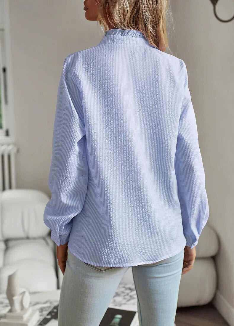 Alice | Geraffte Bluse mit Knopfleiste