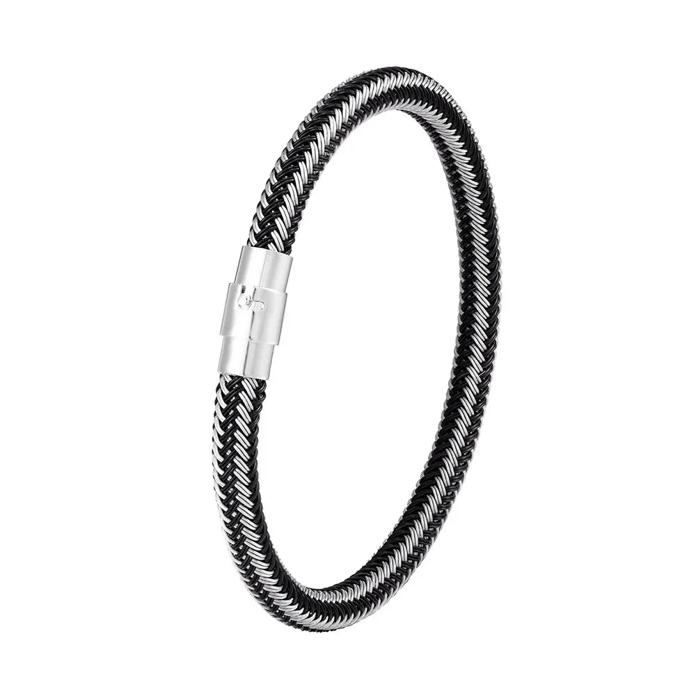 IronCore Wire Cuff Bracelet – Punk-Inspired Simple Style in Non-Fading Stainless Steel Cable, Classic and Durable Design for Men