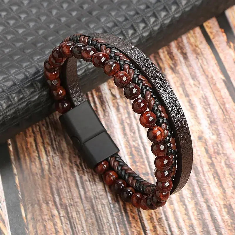 Gramado Klassisches Geflochtenes Lederarmband – Mehrlagiges Modeaccessoire für Herren
