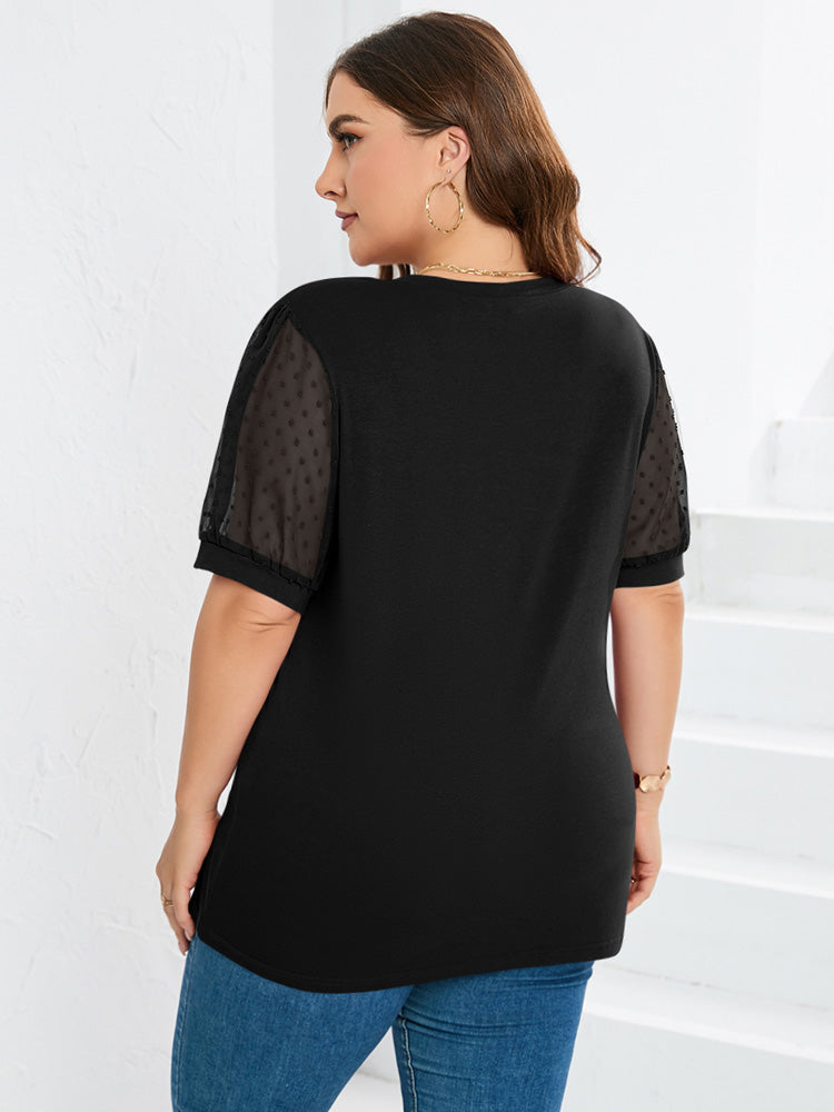 YVONNE | BLUSE MIT TRANSPARENTEN ÄRMELN UND V-AUSSCHNITT