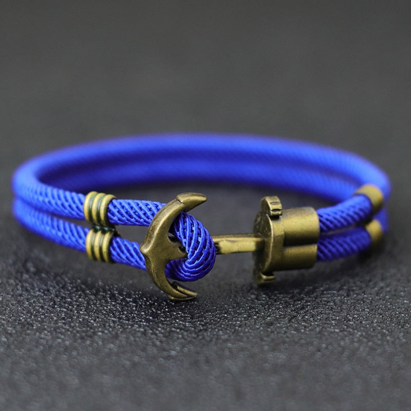 Vintage Anker El Dorado Piratenarmband – Herrenarmband aus Bronze im Punk-Stil mit Überlebensseil