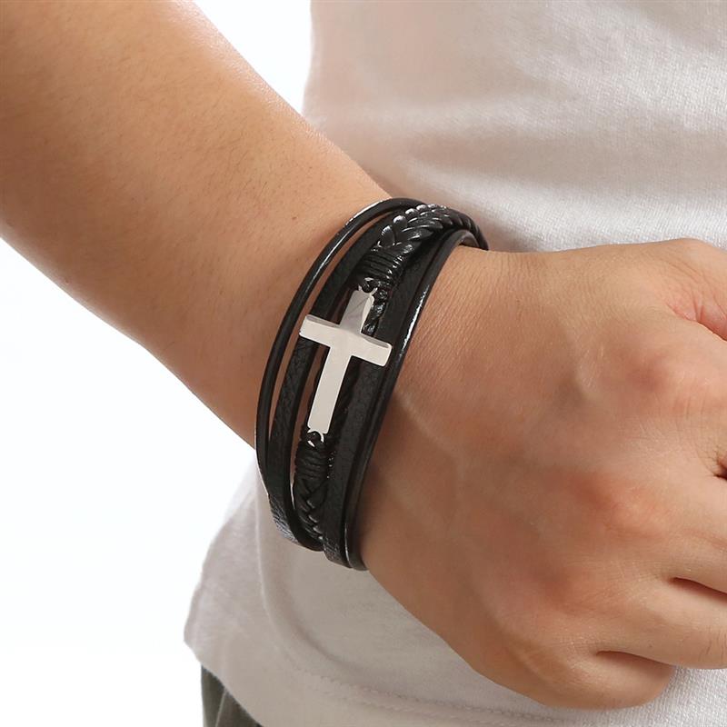 Faith SteelLink Lederarmband für Herren – Magnetischer Charmverschluss