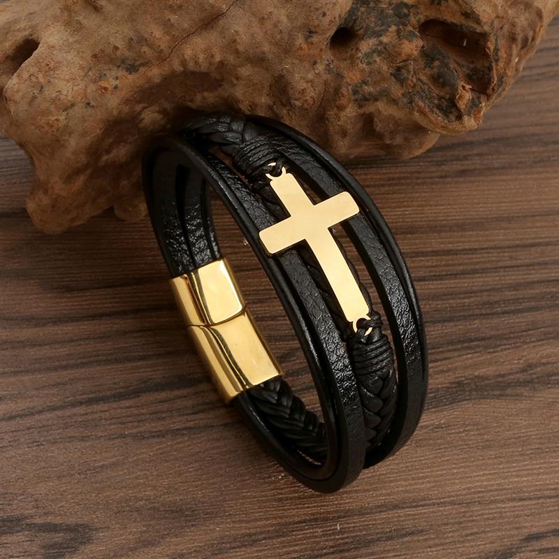 Faith SteelLink Lederarmband für Herren – Magnetischer Charmverschluss