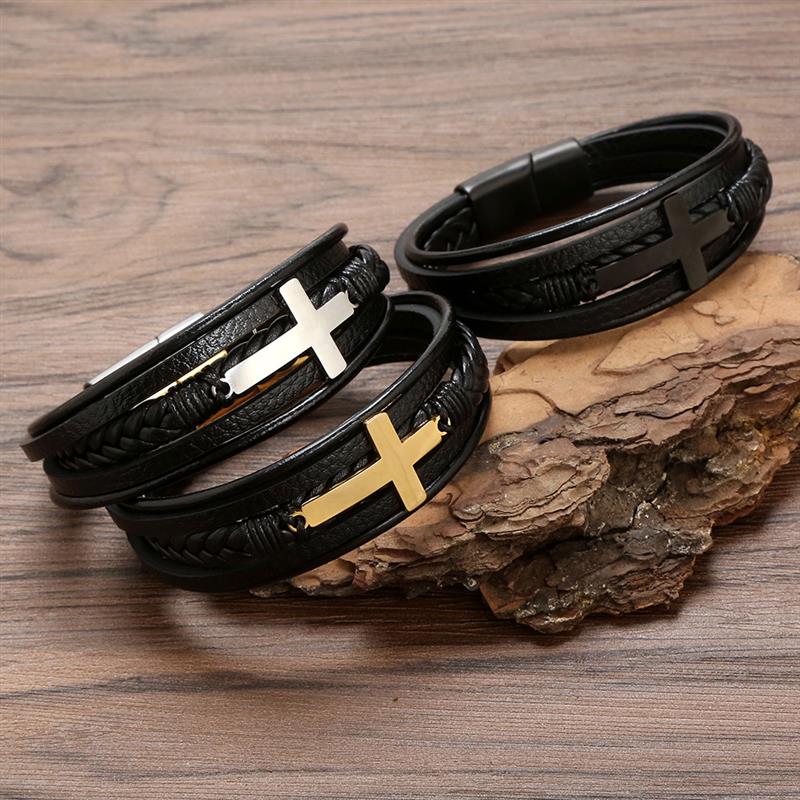 Faith SteelLink Lederarmband für Herren – Magnetischer Charmverschluss
