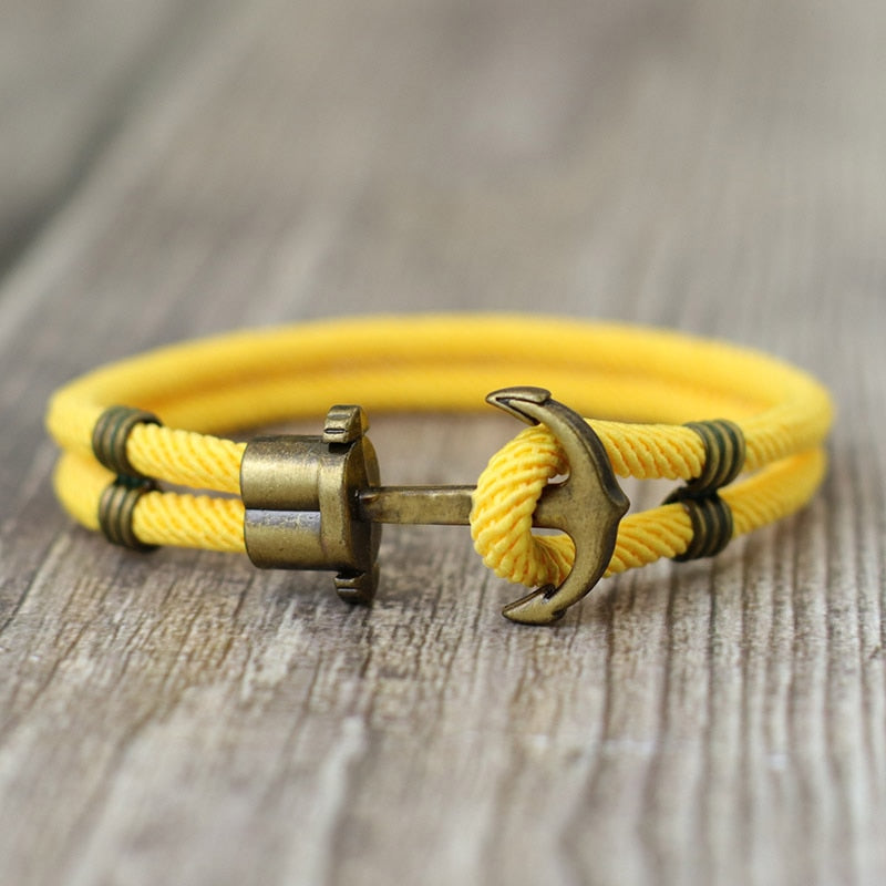 Vintage Anker El Dorado Piratenarmband – Herrenarmband aus Bronze im Punk-Stil mit Überlebensseil