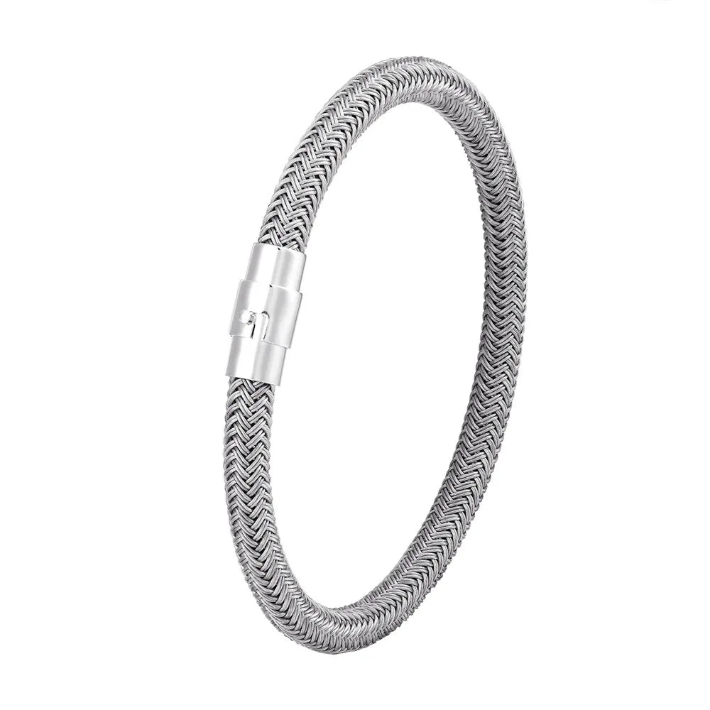 IronCore Wire Cuff Bracelet – Punk-Inspired Simple Style in Non-Fading Stainless Steel Cable, Classic and Durable Design for Men